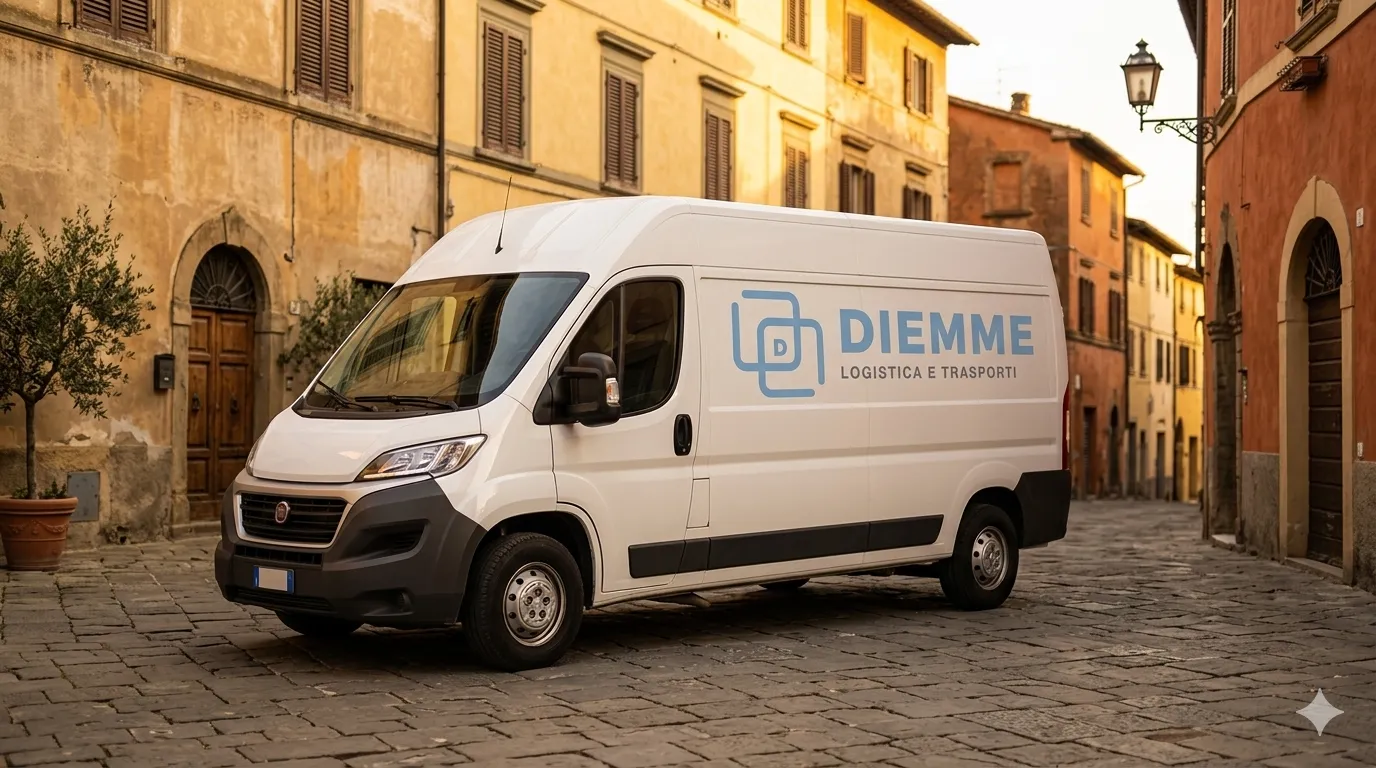 Furgone Diemme in un centro storico italiano